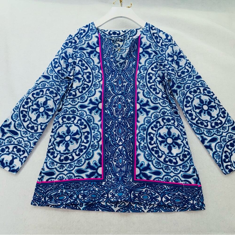EUC Lilly Pulitzer Amelia Island Tunic "Resort White Pooling Around" XXS Cotton